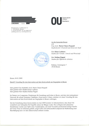 Osservatorio urbano: Vorschlag für eine Intervention auf dem Kreisverkehr am Siegesplatz in Bozen. S. 1