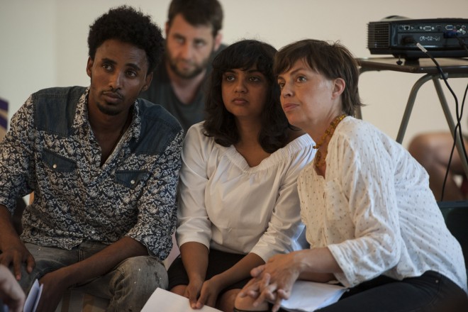 Beatrice Catanzaro, Kolar Aparna: Ein metaphorischer Zugang
zu Migration und Grenzen:
Stimmen von Bonzen, Foto: Ivo Corrà, 2016