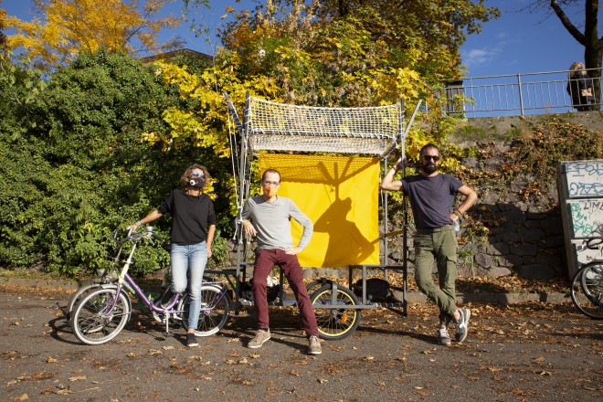 Co-Carts, test-ride, October 2020, a project by orizzontale. Courtesy Lungomare. Image by Giulia Faccin