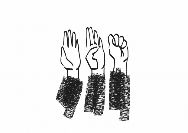 The Domestic Violence Help Signal, developed by the Canadian's Women's Foundation 2020 / Das Signal für Hilfe bei häuslicher Gewalt, von der Canadian’s Women’s Foundation 2020 entwickelt / Il segnale per l’aiuto contro la violenza sulle donne, lanciato dalla Canadian’s Women’s Foundation nel 2020 / Illustration by Chiara Cesaretti